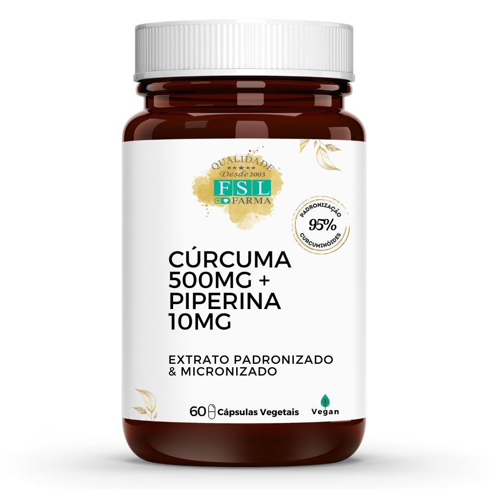 Cúrcuma Longa (95% Curcumina) 500mg + Piperina 10mg Vegan