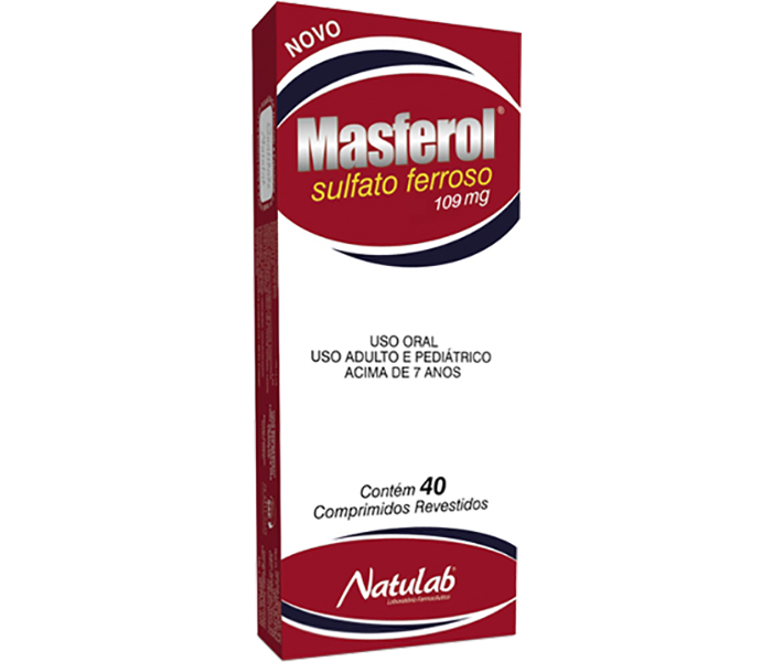 Masferol (sulfato Ferroso) 109mg com 40 comprimidos - Natulab