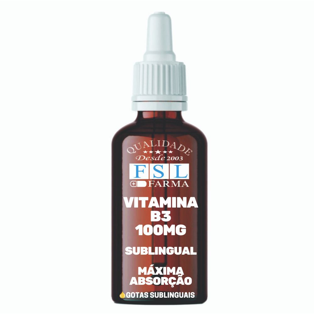 Vitamina B3 (Niacina) 100Mg - Gotas Sublinguais - 120 Doses.