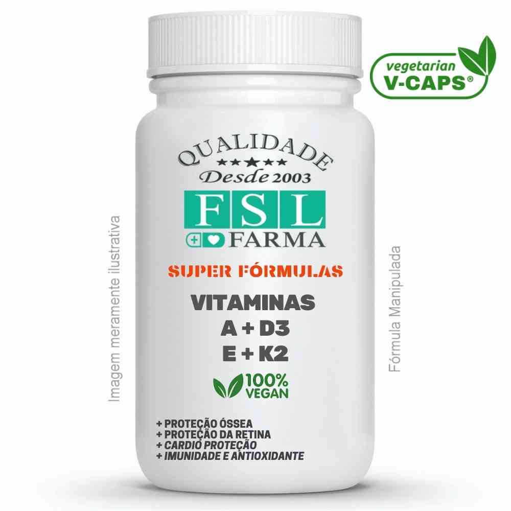 Vitamina D3 5000ui + K2 (Mk-7) + A + E Lipossolúveis Vegan ®