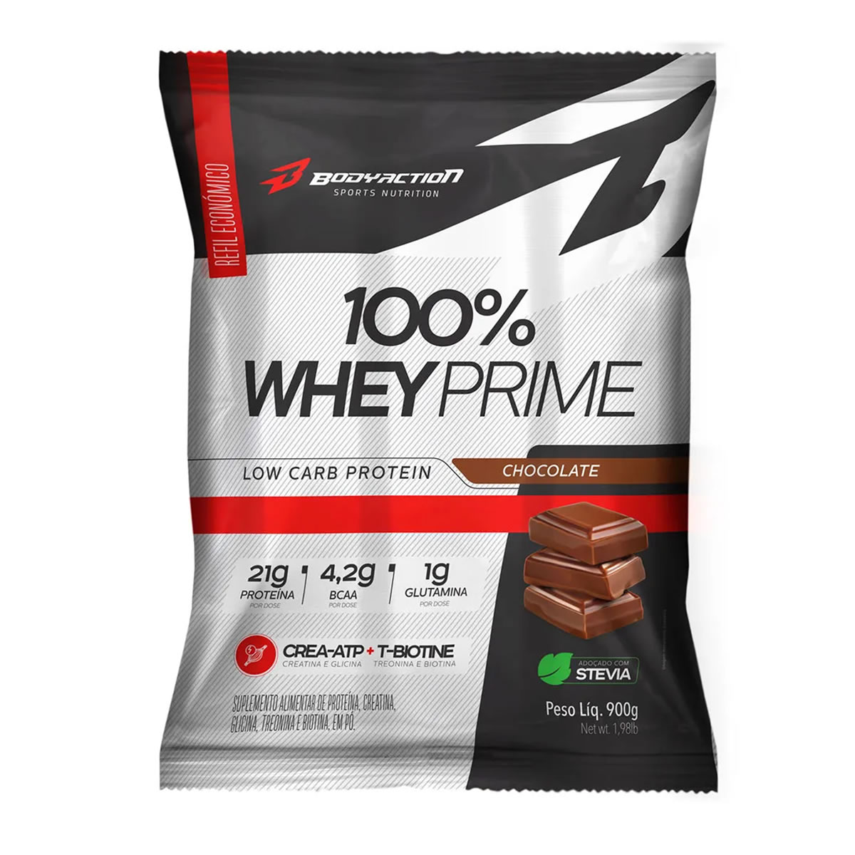 100% Whey Prime Sabor Chocolate Refil 900g - Bodyaction