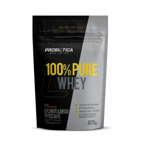 100% Pure Whey Sabor Chocolate Pacote 825g - Probiotica 