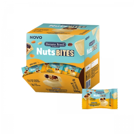 Bombom de Castanhas com Chocolate Branco Nuts Bites display com 26un de 15g - Banana Brasil - 60135