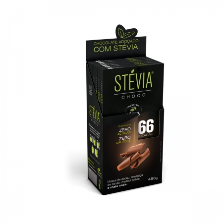 Chocolate 66% Cacau Zero Display com 6 un. de 80g - SteviaChoco
