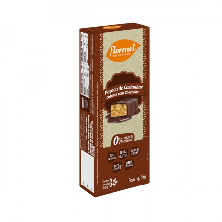Paçoca de Castanhas Com Chocolate Zero Display com 3 un. de 20g - Flormel