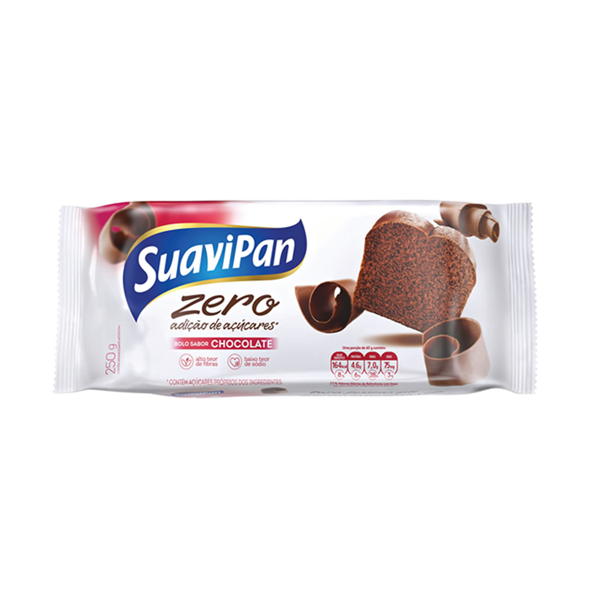 Bolo Zero Adição de Açúcares Sabor Chocolate 250g - Suavipan