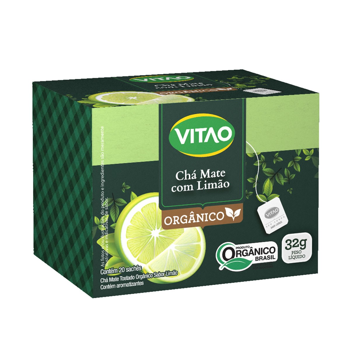 Chá Mate com Limão Orgânico 20 sachês - Vitao