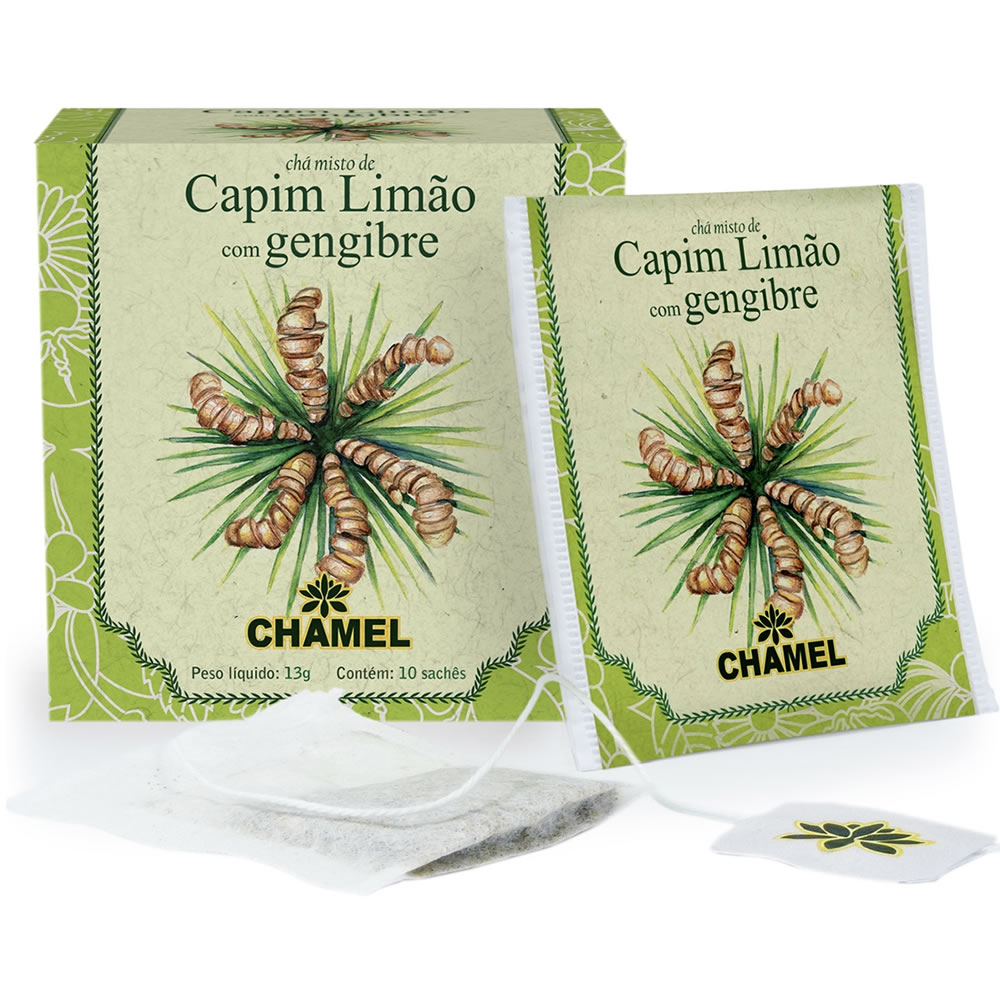 Chá Misto de Capim Limão e Gengibre com 10 Sachês - Chamel