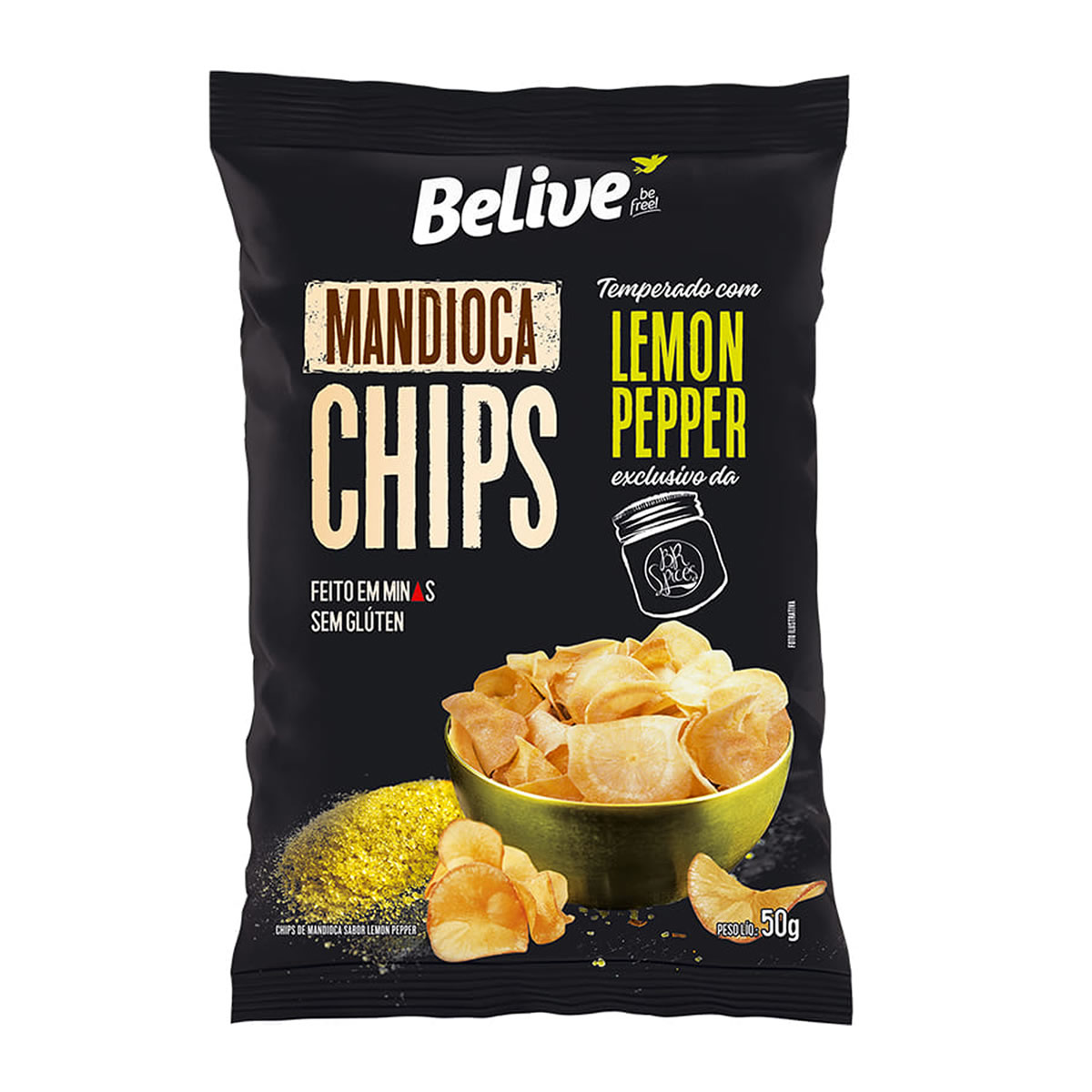 Chips de Mandioca com Lemon Pepper 50g - Belive