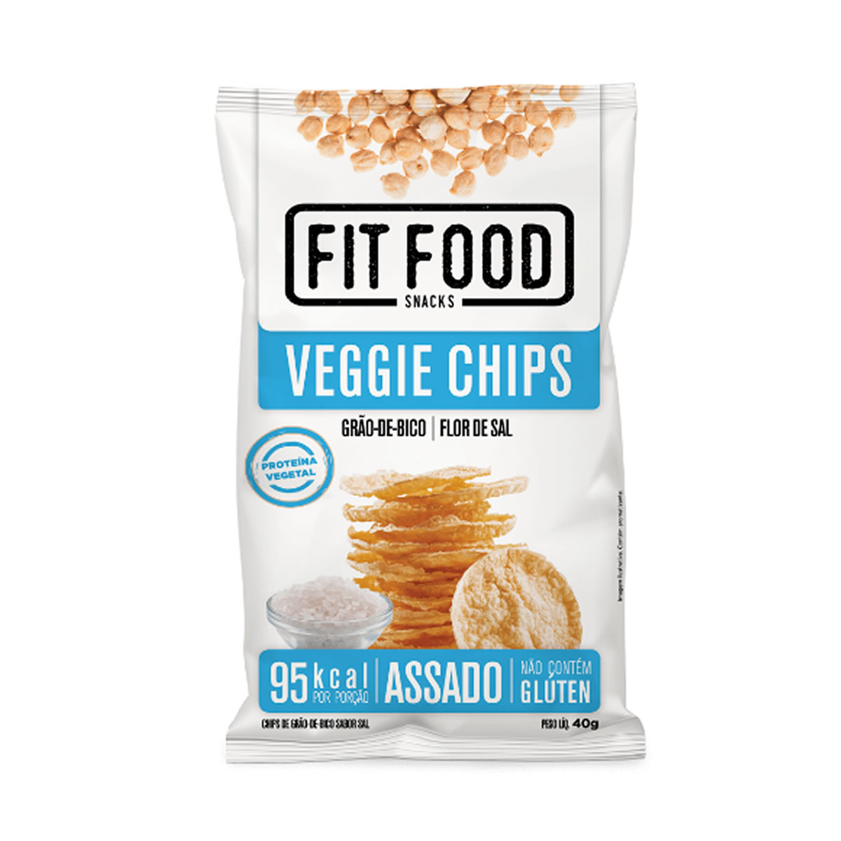 Chips Veggie Grão de Bico Sabor Flor de Sal 40g - Fit Food