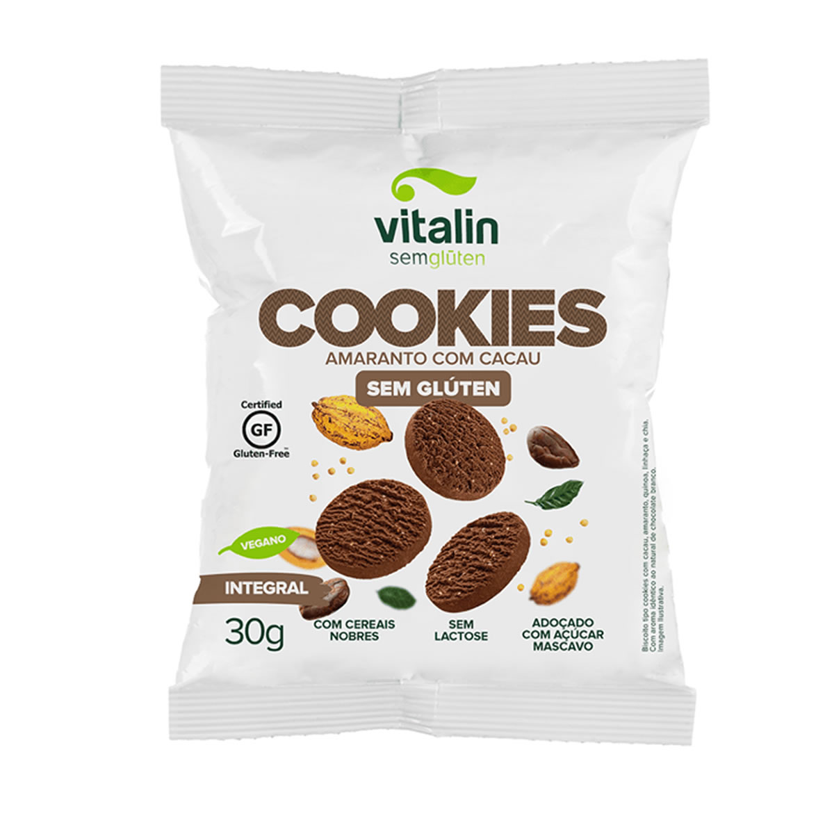 Cookie Sabor Amaranto com Cacau 30g - Vitalin