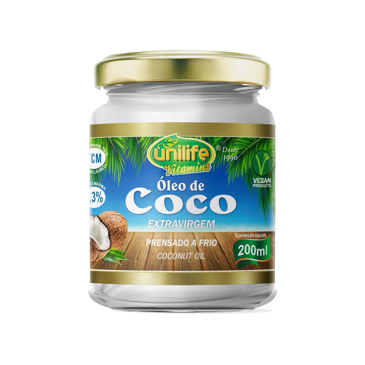 Óleo de Coco Extra Virgem 200ml - Unilife