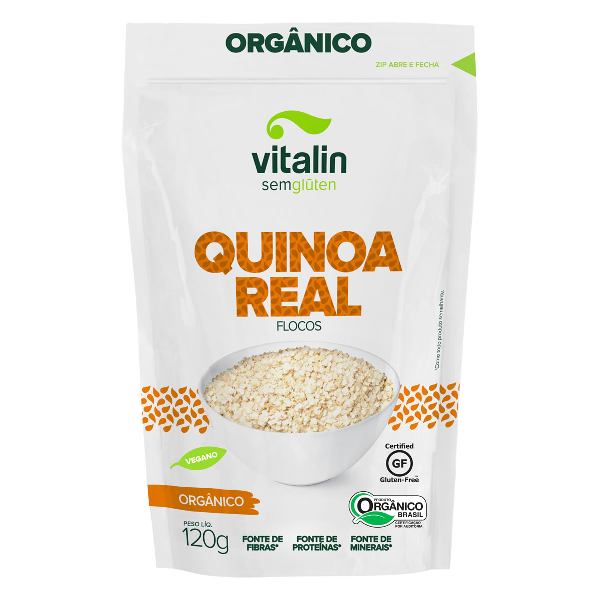 Quinoa Real em Flocos Orgânico 120g - Vitalin