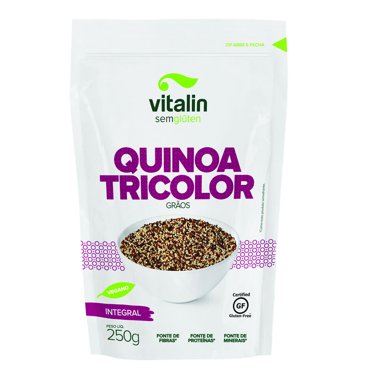 Quinoa Tricolor em Grãos Integral 250g - Vitalin