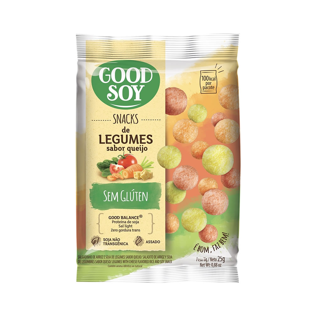 Snack de Legumes Sem Glúten Sabor Legumes ao Queijo 25g - Good Soy