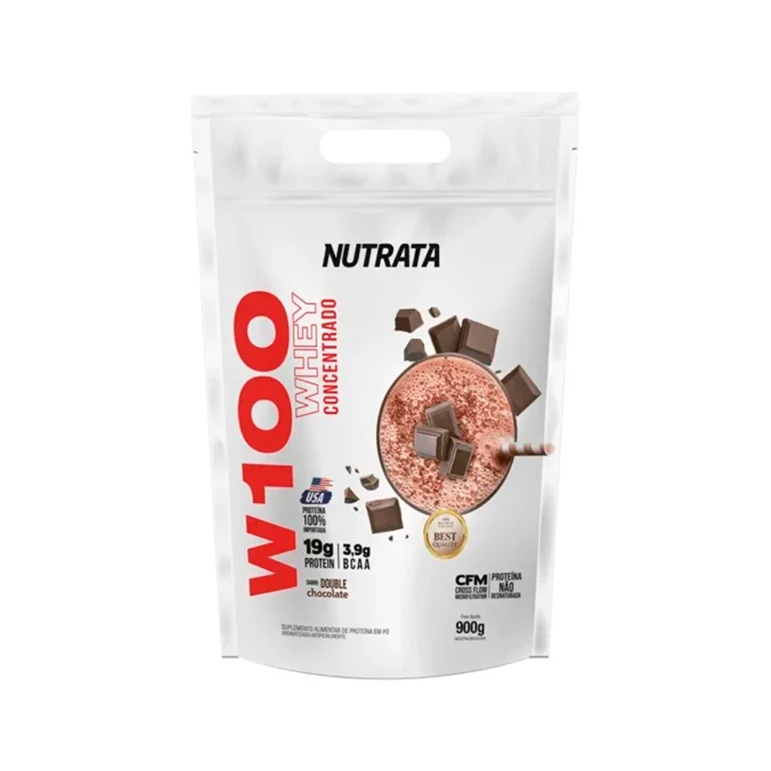 W100 Whey Concentrado Sabor Double Chocolate 900g Refil - Nutrata