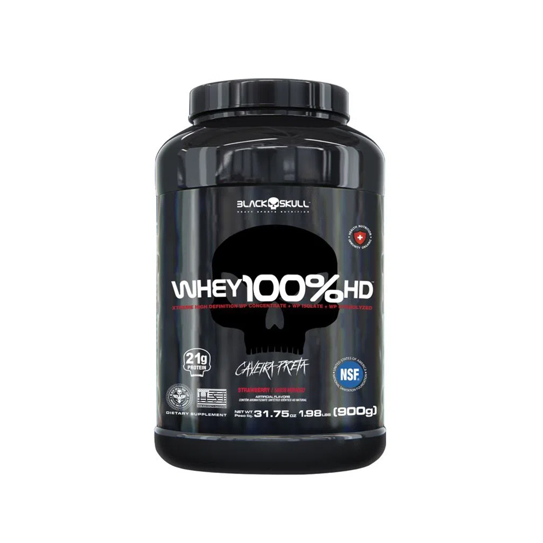 Whey 100% HD Sabor Morango 900g - Black Skull