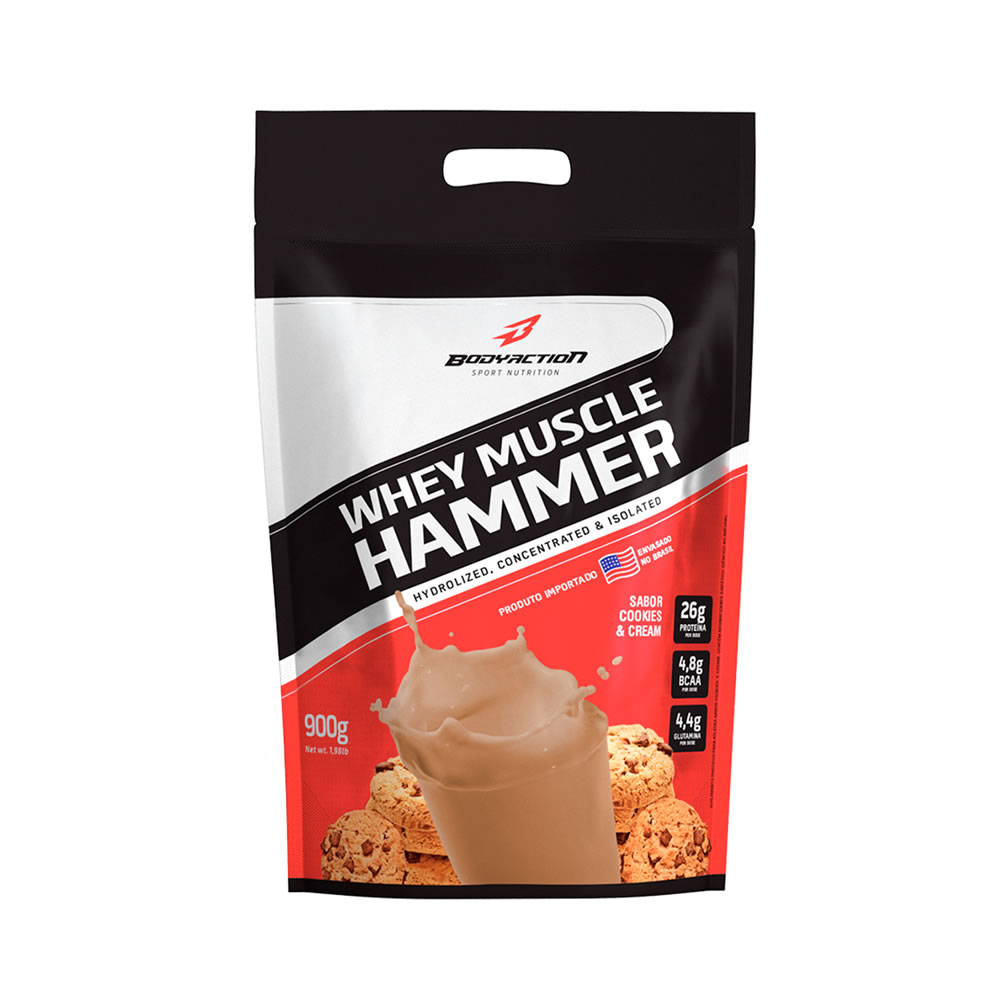 Whey Muscle Hammer Cookies e Cream 900g - Bodyaction