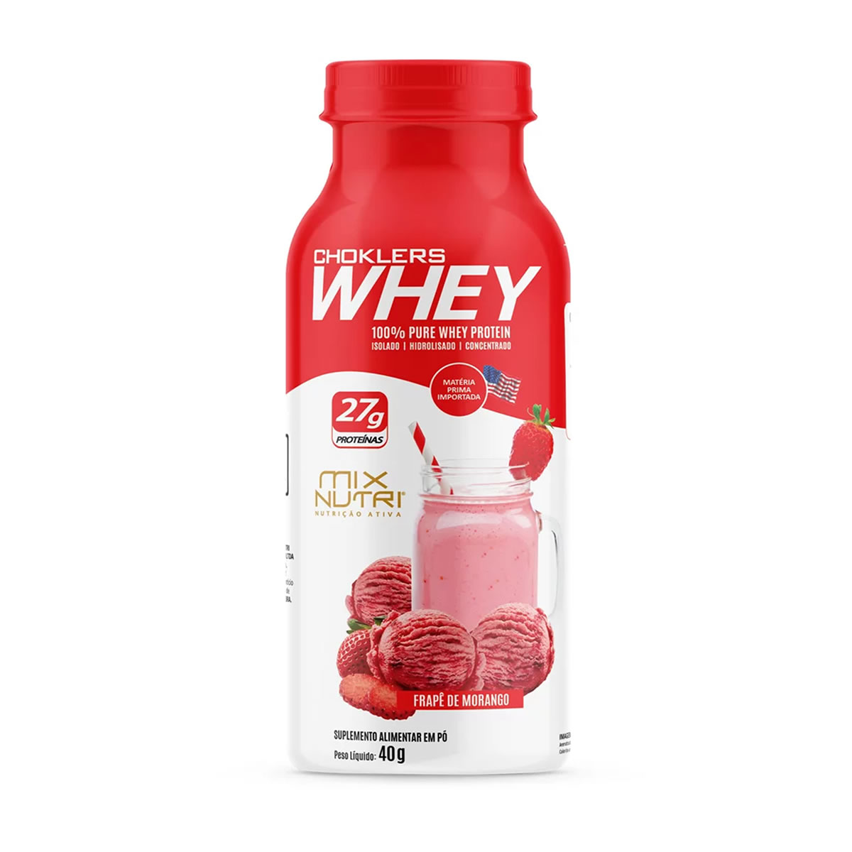 Whey Protein Choklers Sabor Frapê de Morango 40g - Mix Nutri