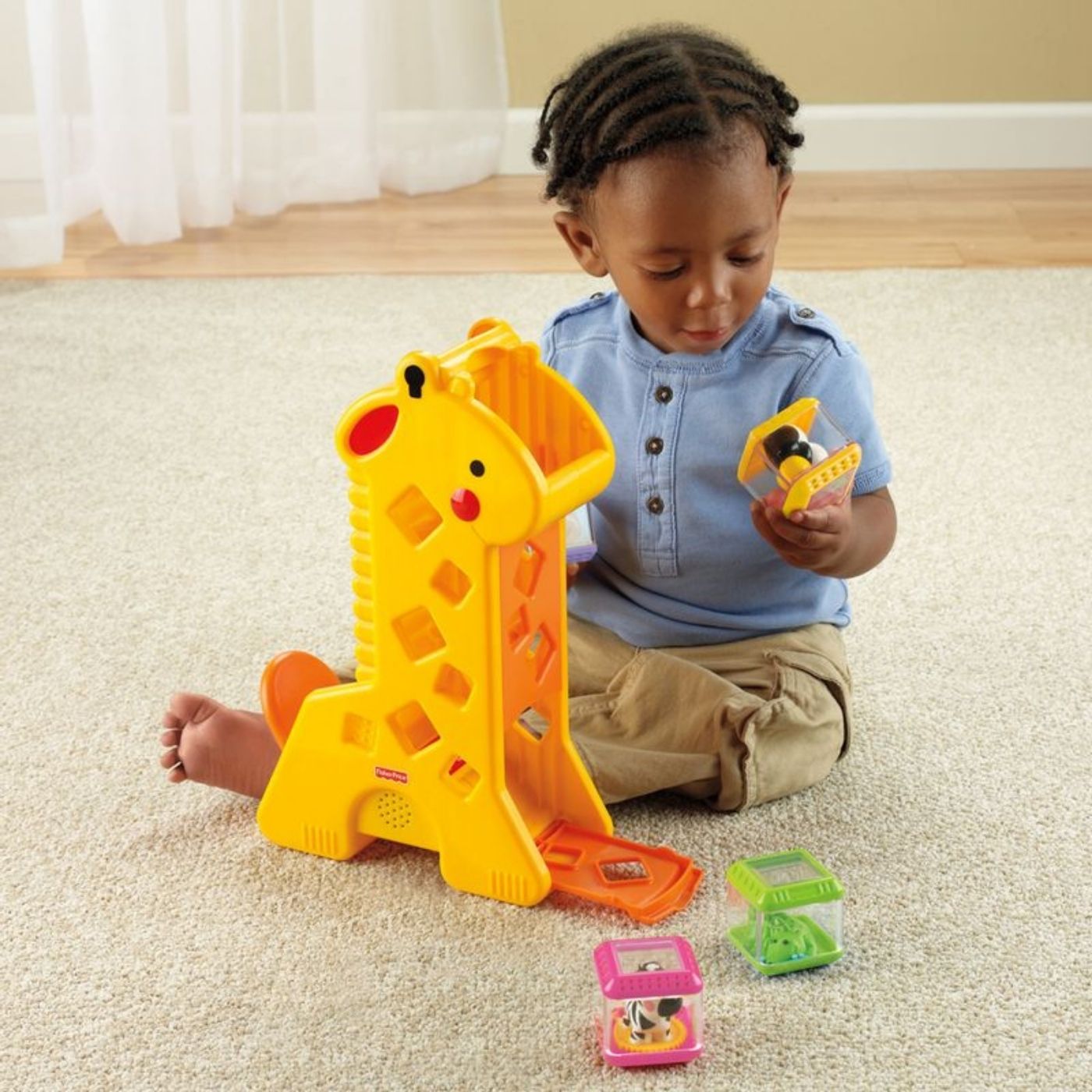 Brinquedo Bebê Girafa com Blocos Ficher-Price