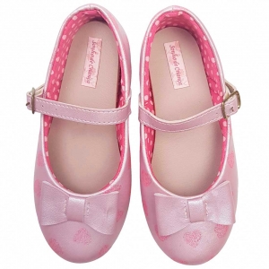 Sapato Boneca Baby com Lacinho e Coração - Rosa