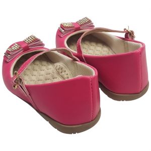 Sapato Boneca Baby com Laço e Strass - Pink