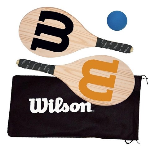 Kit Frescobol Wilson c/ 2 Raquetes, Bolinha e Capa
