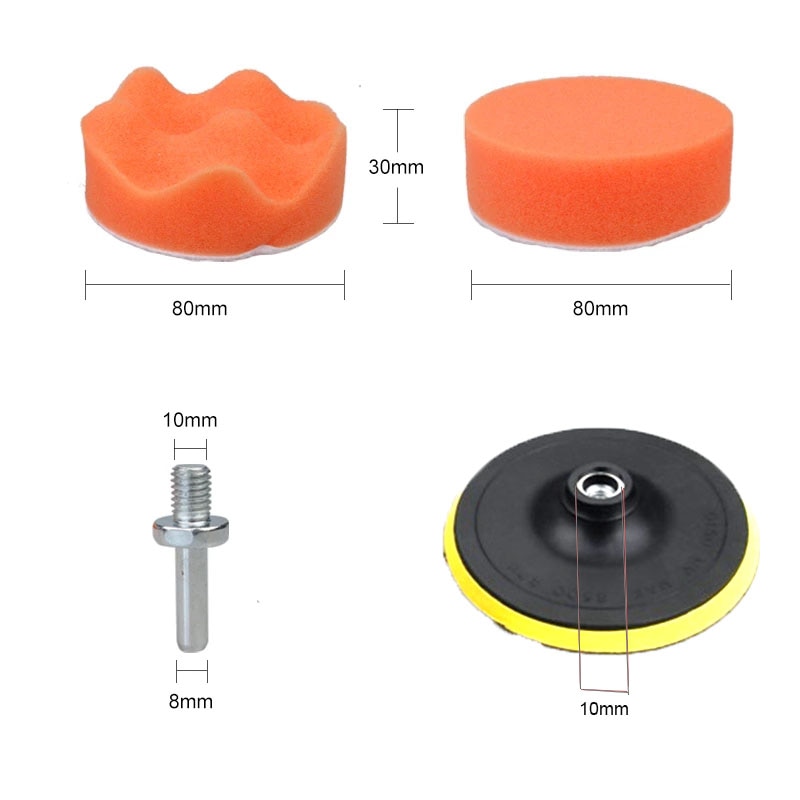 11 pçs kit de polimento de carro auto-adesivo polimento enceramento esponja lã roda polonês almofada para carro polidor broca adaptador detalhe limpeza