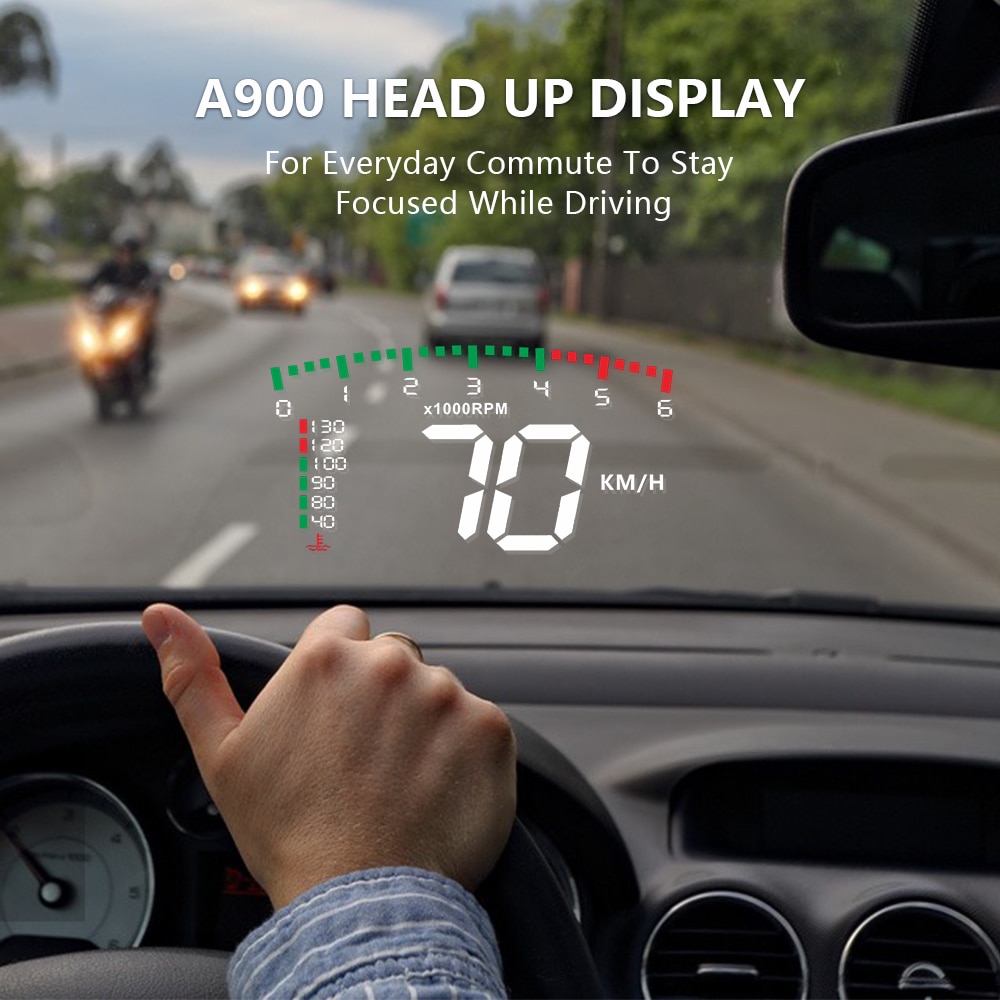 Geyiren a900 auto display hud carro projetor alarme eobd obd2 cabeça up display velocímetro brisa eletrônico acessórios