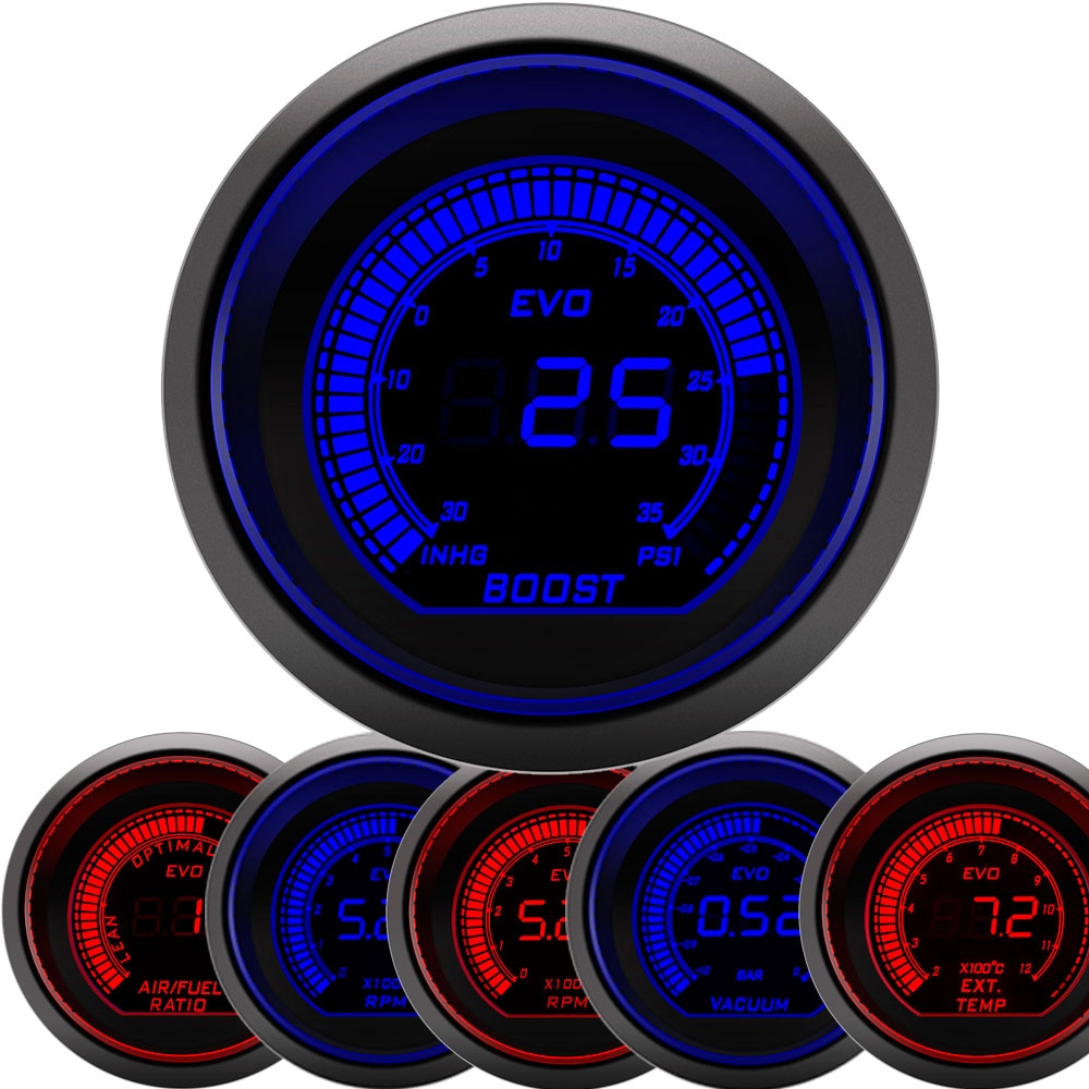 Medidor automotivo digital de pressão, 2 ", 52mm, medidor de pressão de óleo, água, temperatura, voltímetro, tacômetro, rpm