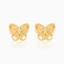 Brinco infantil de borboleta com detalhes banhado a ouro 18k