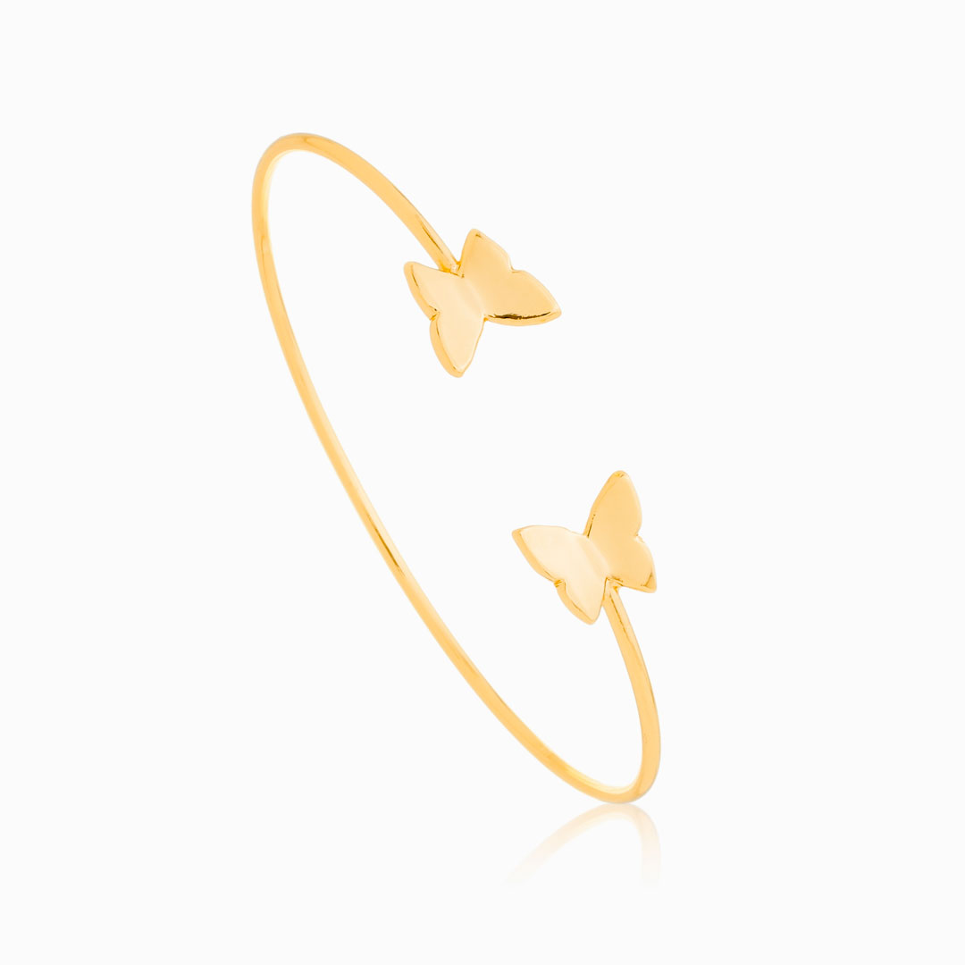Bracelete ajustável de borboleta banhado a ouro 18k