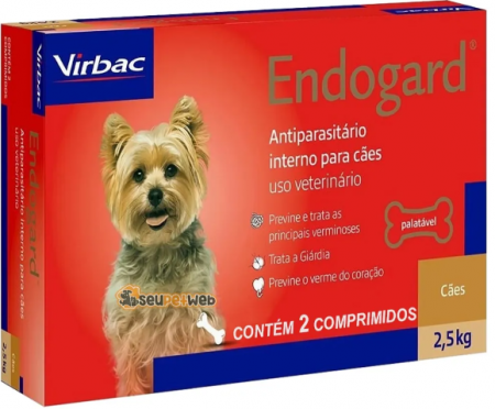 Vermífugo Virbac Endogard para Cães até 2,5 Kg 2 comprimidos