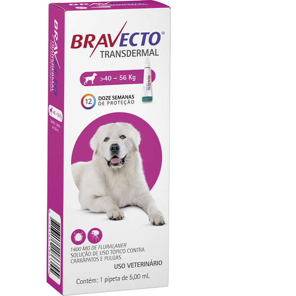 Antipulgas e Carrapatos Bravecto transdermal para Cães de 40Kg a 56Kg