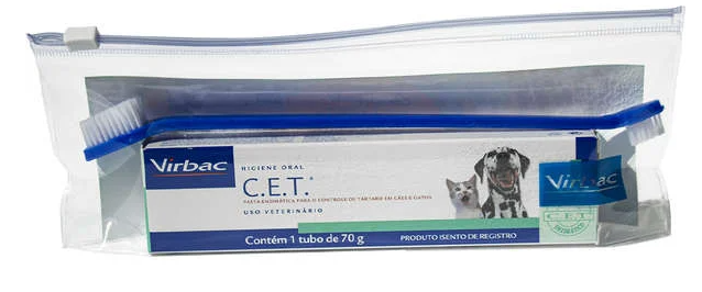 C.E.T Pasta Dental Enzimática Caes E Gatos Virbac 70g + Escova