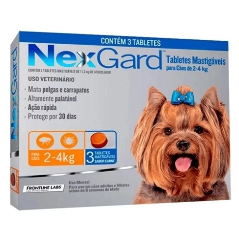 Nexgard para Cães entre 2 e 4kg - 3 Tabletes