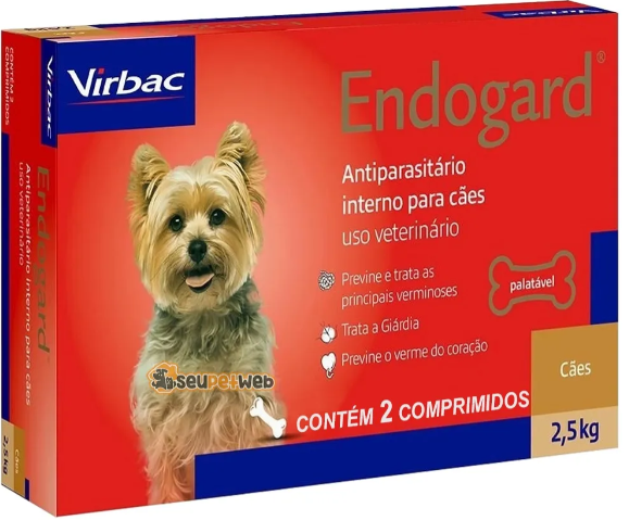 Vermífugo Virbac Endogard para Cães até 2,5 Kg 2 comprimidos