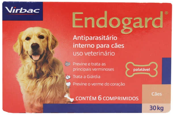 Vermífugo Virbac Endogard para Cães até 30 Kg 6 comprimidos