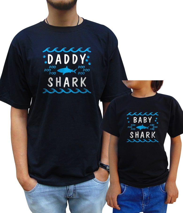 Kit Camiseta Baby Shark Pai e Filho/a