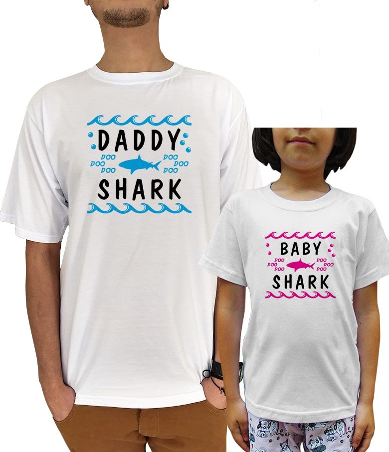 Kit Camiseta Baby Shark Pai e Filho/a