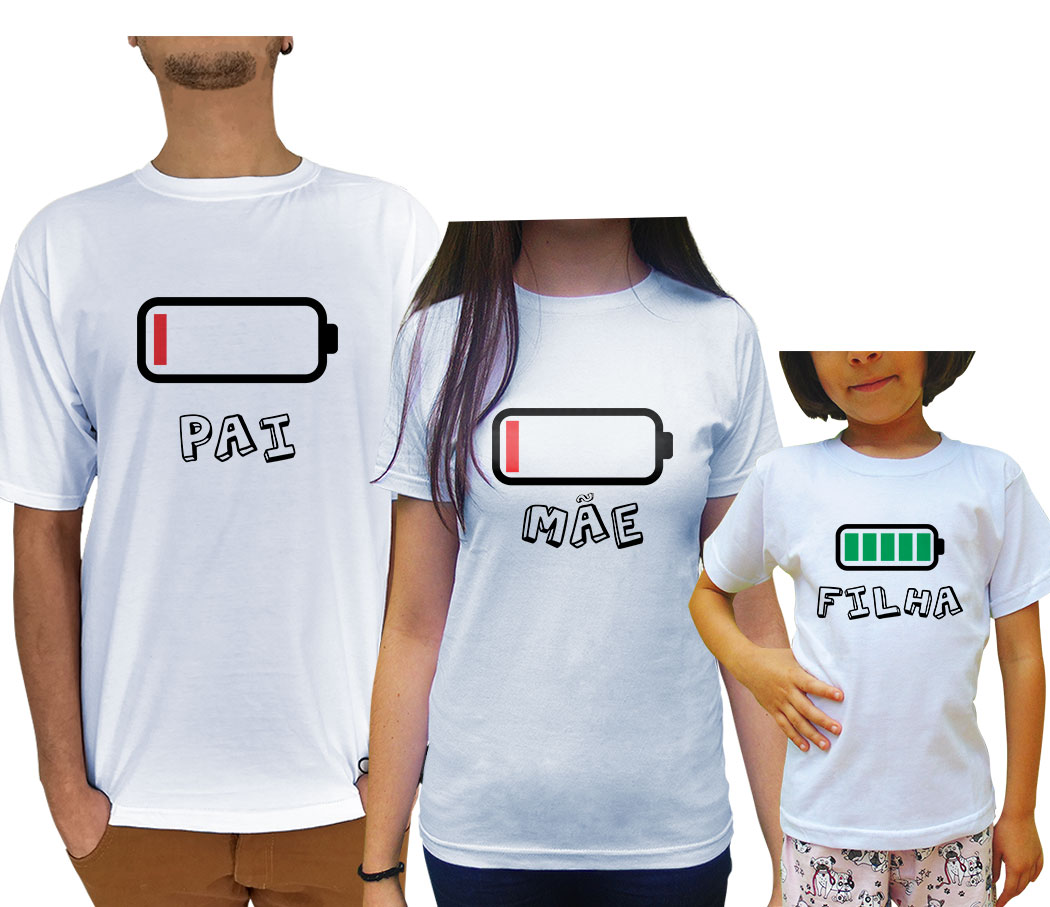 Kit Camiseta Pilha Família C/3