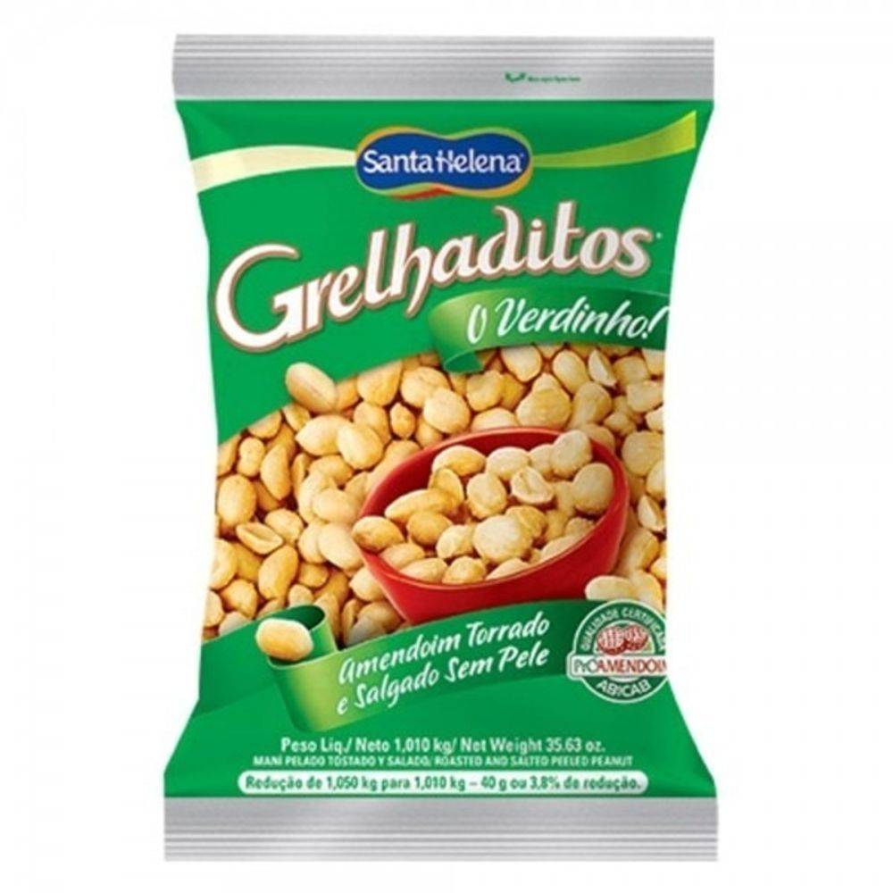 Amendoim Grelhaditos Sem Pele Salgado 1,01kg Santa Helena