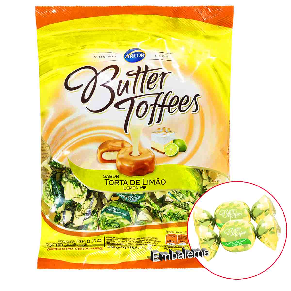 Bala Butter Toffees Torta de Limão 500G Arcor