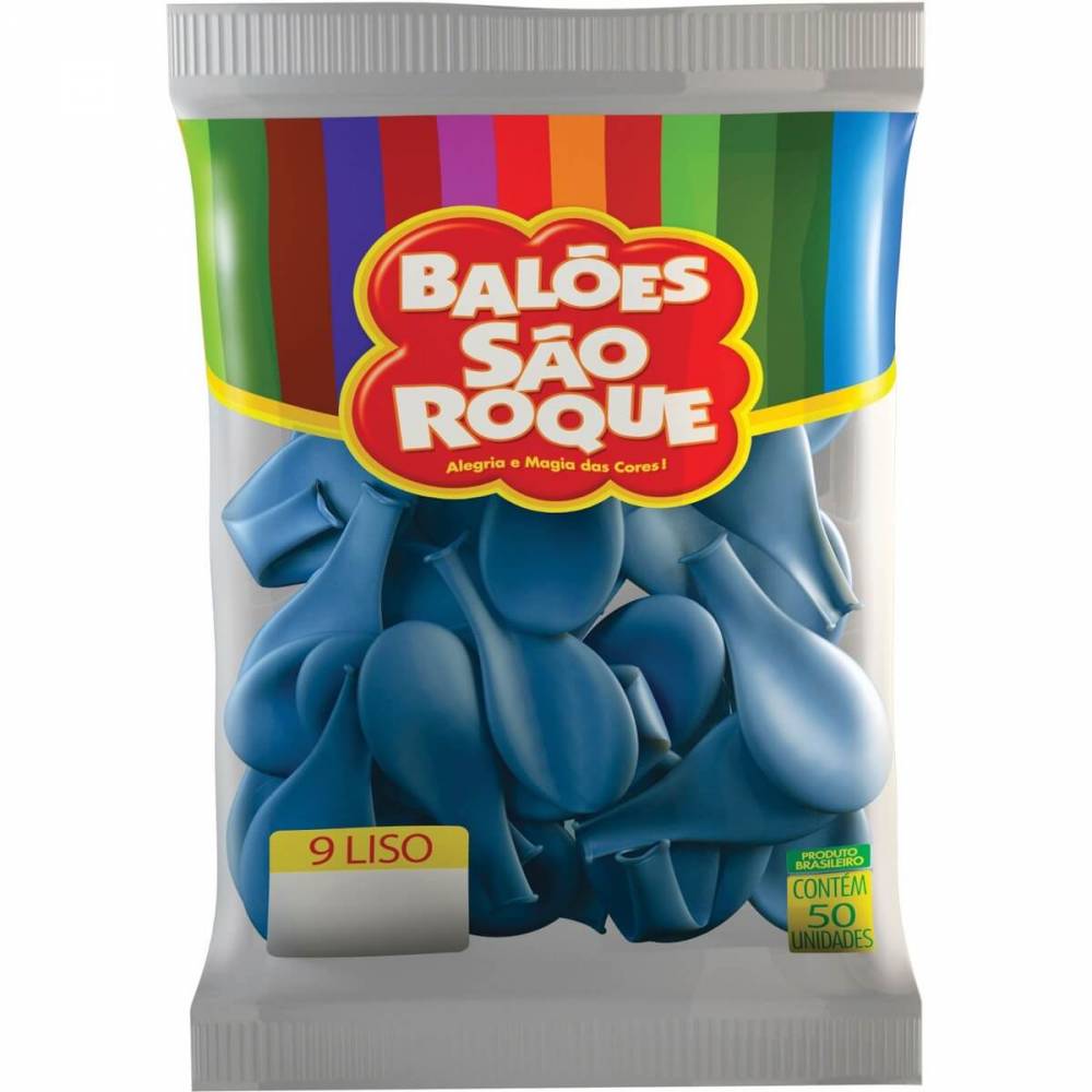 Balão Azul Turquesa Liso Número 7 São Roque c/50 Unidades