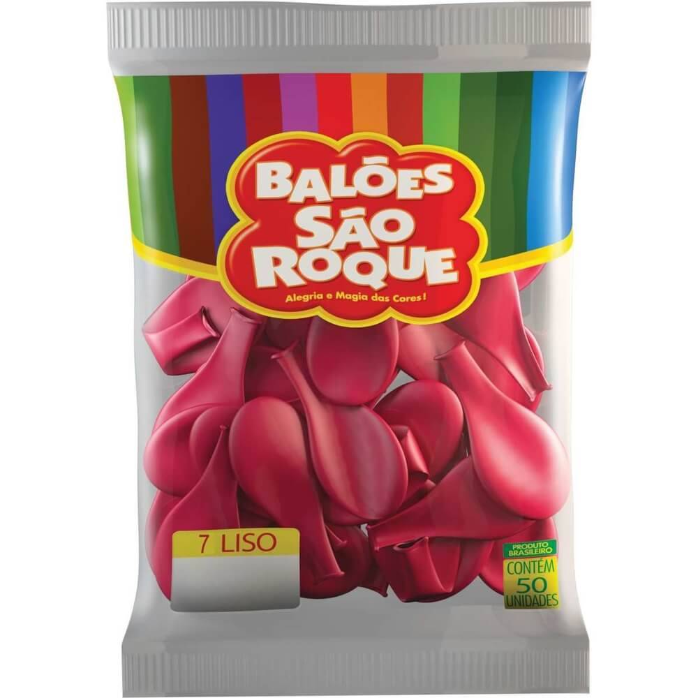 Balão Rosa Shock Liso Número 7 São Roque c/50 Unidades