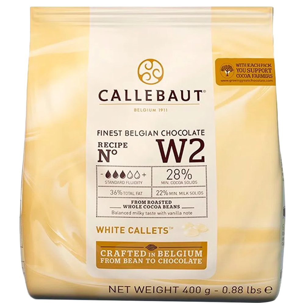 Chocolate Belga Callets Branco Gotas W2 28% cacau 400g Callebaut