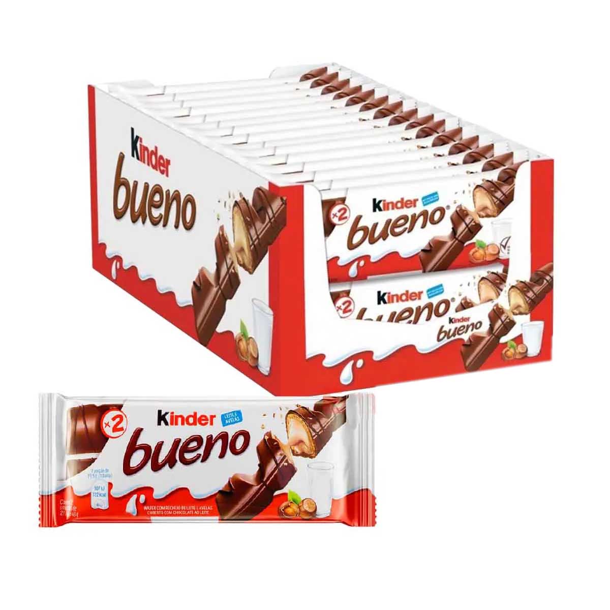 Chocolate Kinder Bueno Tradicional Caixa 30 Unidades de 43g (Cada)