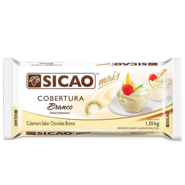 Cobertura Fracionada Chocolate Branco 1,01kg Sicao Barra Mais