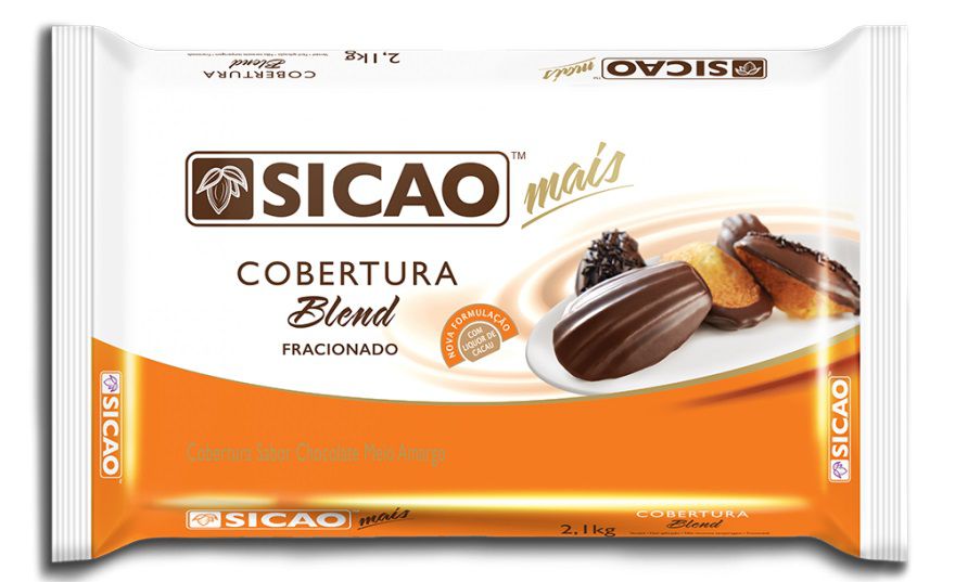 Cobertura Fracionada sabor chocolate Blend barra 2,1kg Sicao Mais