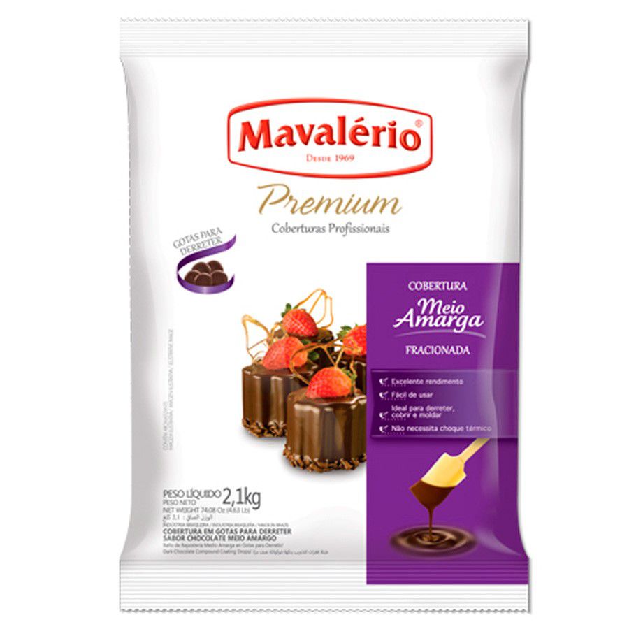 Gotas Chocolate Fracionado Meio Amargo 2,1kg - Mavalério